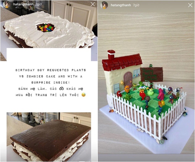 Tang Thanh Ha's son is 7 years old, his mother made a unique cake, the inside is even more surprising - 6