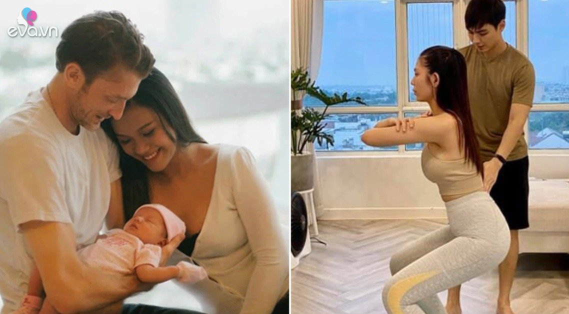 Vietnamese beauties are frustrated because they broke their generals after giving birth, their handsome husbands accompany them every day to get in shape