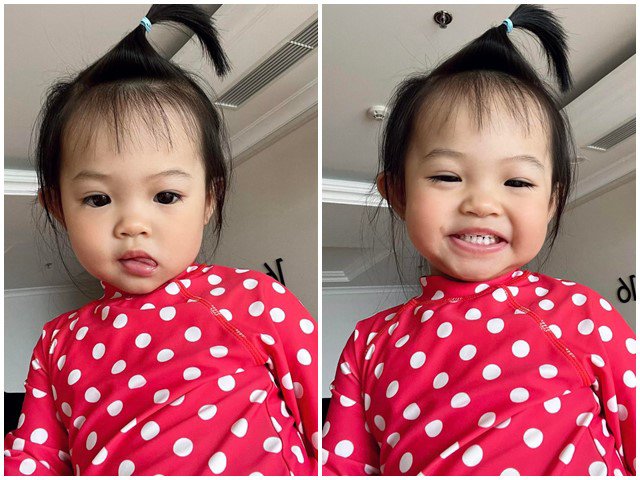 Con gái Cường Đôla Đàm Thu Trang gần 2 tuổi có đôi mắt đẹp và hàm răng thưa đáng yêu