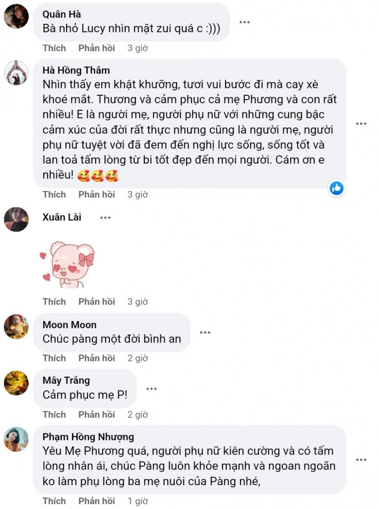 Hầu hết đều gửi tặng lời cảm ơn đến chị Phương, đồng thời thở phào nhẹ nhõm khi hay tin bé Pàng đã khỏe mạnh sau khi mắc COVID-19. (Ảnh chụp màn hình)