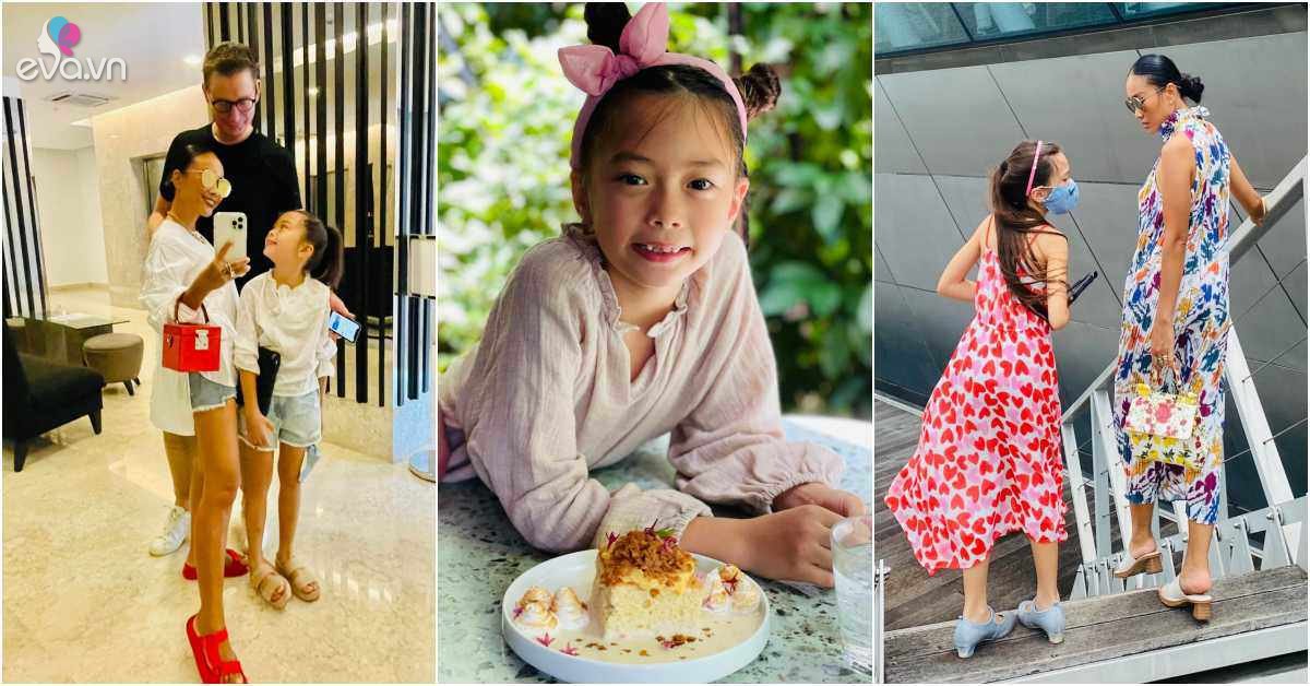 Marrying a Western husband of 1m91, Doan Trang is about to be the smallest in the family because her 8-year-old daughter is almost as tall as her mother