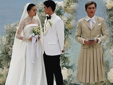 Khách mời nam diện váy dự lễ cưới Ngô Thanh Vân, là nhân vật máu mặt của làng mốt