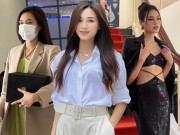 Thời trang - Một ngày chạy show "co giò" của Đỗ Thị Hà: tay ôm vương miện, mặc nguyên đầm dạ hội đi thi