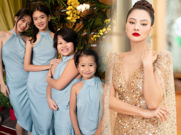 Cựu mẫu Vũ Thu Phương chăm chút ăn mặc cho 4 nàng công chúa