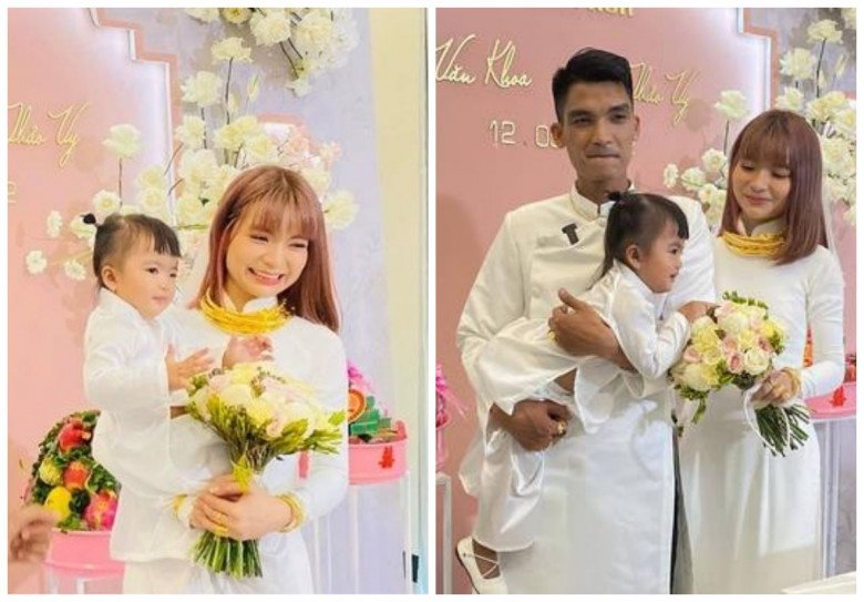 Mac Van Khoa's daughter in her parents' wedding ceremony: Wearing a double ao dai with amp;#34;the female leadamp;#34;, her face as cold as money is still cute - 8