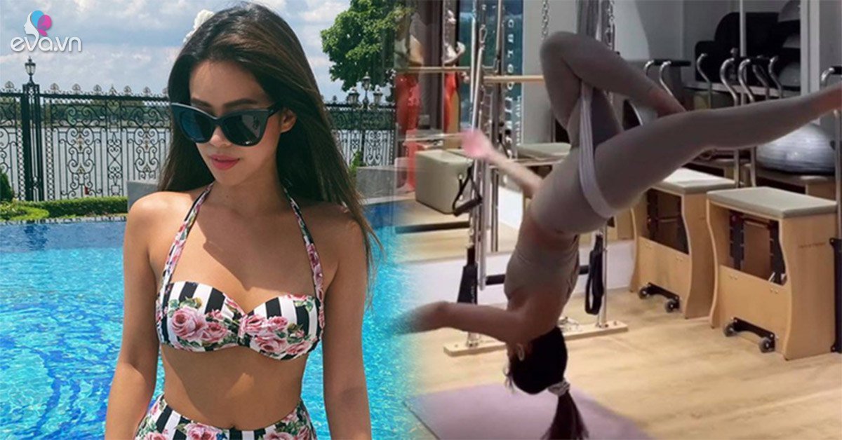 The daughter of a super-rich family is still saving, doing gym at home according to free clips online