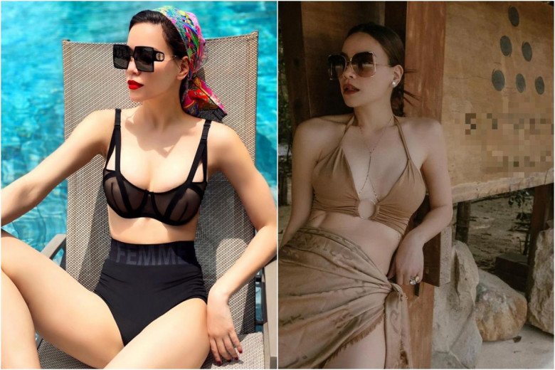 Đi biển chán mặc độc bikini, Phương Oanh phối sơmi hóa hồng hạc, Hà Hồ diện váy lưới amp;#34;có như khôngamp;#34; khoe vòng 3 - 10