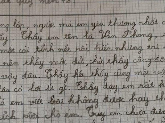 Bài văn tả thầy giáo của học sinh tiểu học khiến cộng đồng mạng rụng tim vì quá tình cảm