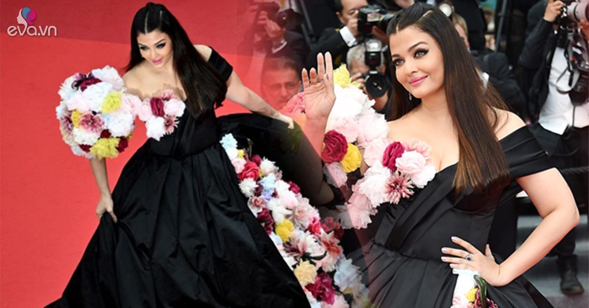 The most beautiful Miss in the world turned into a flower goddess on the red carpet of the Cannes Film Festival