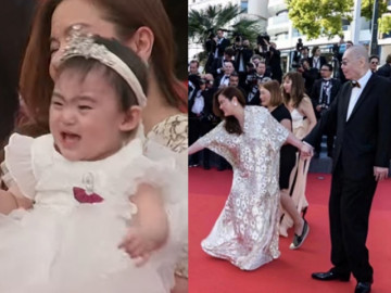 Ngôi sao 24/7: Con gái đại sư piano ăn vạ trên thảm đỏ Cannes, mẹ đẻ luống cuống không biết làm gì