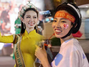 Làm đẹp - Bắt gặp Hoa hậu Thùy Tiên đội mũ bảo hiểm "đi bão" mừng U23 Việt Nam