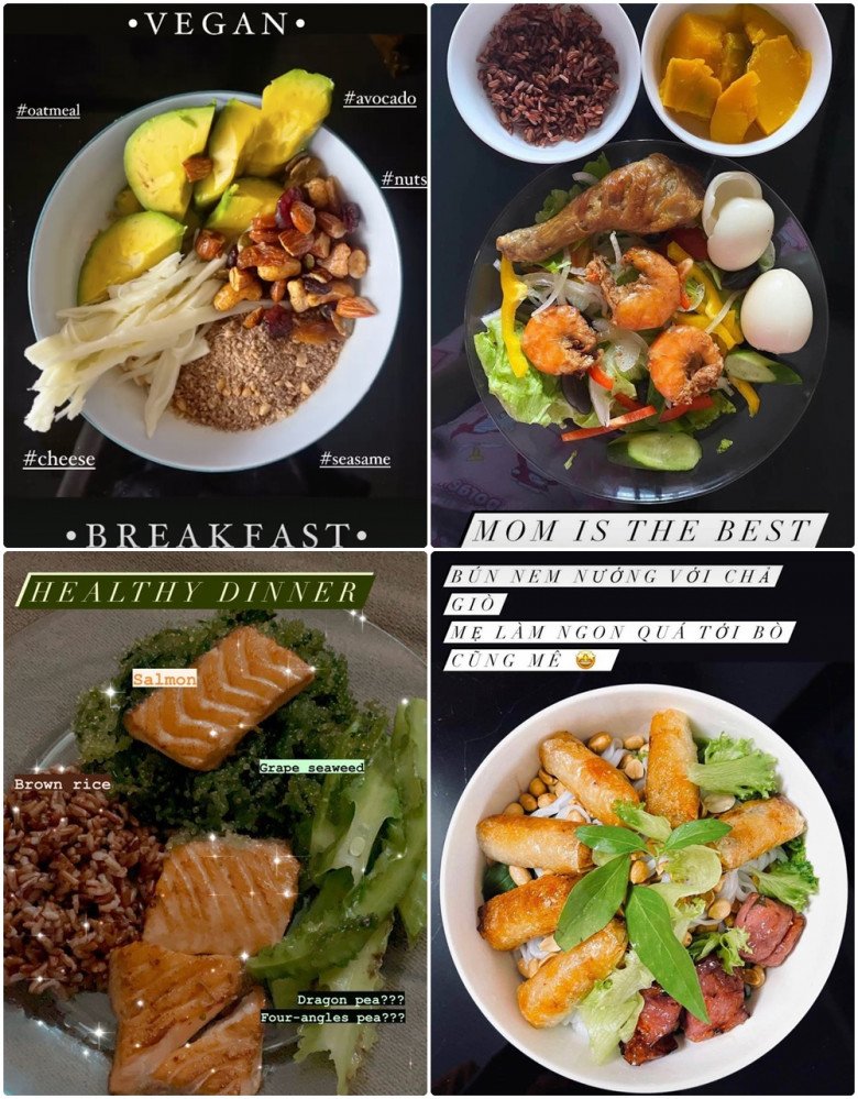 Cô nàng không ăn kiêng khắt khe mà thực hiện đúng theo số calo cần nạp theo chỉ số TDEE. Thực đơn của Võ Hoàng Yến đa dạng từ món chay tới món mặn, cô thậm chí không chối từ cả cơm mẹ nấu.