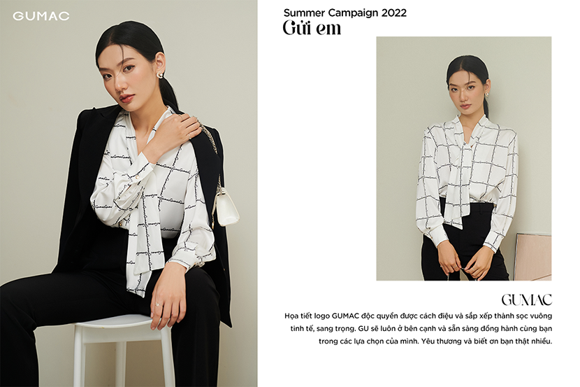 Họa tiết logo Gumac độc quyền được cách điệu và sắp xếp thành sọc vuông tinh tế, sang trọng