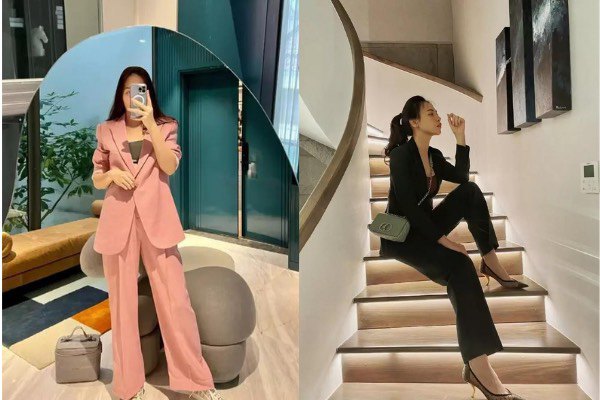 Choosing clothes to go to work with her husband, Dam Thu Trang delicately wears flat shoes but her legs are still long - 8