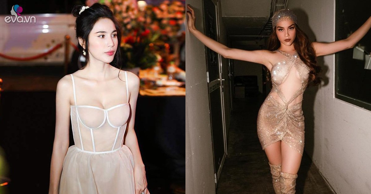 Thuy Tien sings in a see-through dress with a sharp cut, and looks like Ho Ngoc Ha sisters