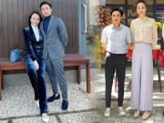 Thời trang - Chọn đồ đi làm cùng chồng, Đàm Thu Trang tinh tế mang giày bệt mà chân vẫn dài miên man