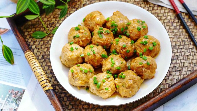 Pork ball with this tuber and then steamed and oyster sauce, the whole family eats it non-stop - 11