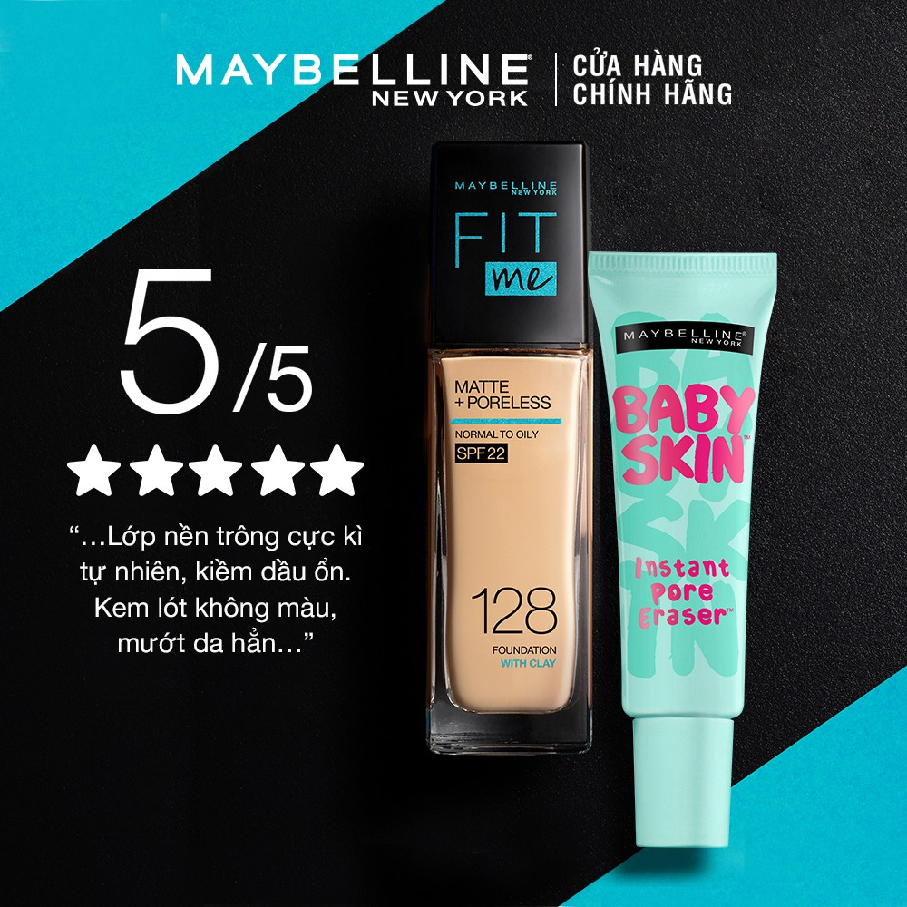 Kem nền kiềm dầu chống nắng Fit Me 30ml + Kem lót mịn da Baby Skin 22ml Maybelline New York giảm 50% chỉ còn 208.000 đồng stronga hrefhttps://shopee.vn/product/37252407/8816576846?utm_sourcespe-pramp;utm_mediumvnintamp;utm_campaign2022-May%20Beauty%20Club-MIXCAT_EXT_VN_PR00_prbcmayeva_300522amp;utm_content300522 target_blanktại đây./a/strong
