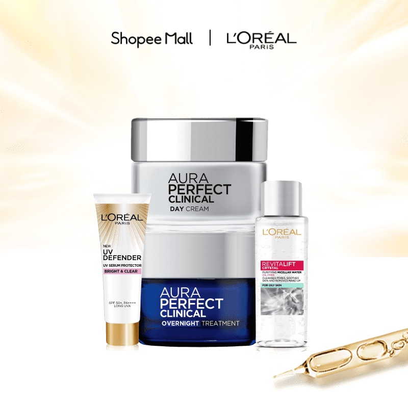 Bộ 2 kem Aura Perfect Clinical, Kem chống nắng bảo vệ UV Defender và Tẩy Trang LOreal Paris giảm hơn 48% chỉ còn 425.000 đồng stronga hrefhttps://shopee.vn/product/37251933/11481775782%20?utm_sourcespe-pramp;utm_mediumvnintamp;utm_campaign2022-May%20Beauty%20Club-MIXCAT_EXT_VN_PR00_prbcmayeva_300522amp;utm_content300522 target_blanktại đây/a/strong.