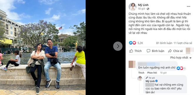 Sau đám cưới của con gái lớn, Mỹ Linh bất ngờ có những dòng tâm sự về cuộc hôn nhân với Anh Quân.