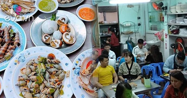 The snail shop is located in a small alley in Quy Nhon, difficult to find but the customers are still full of tables
