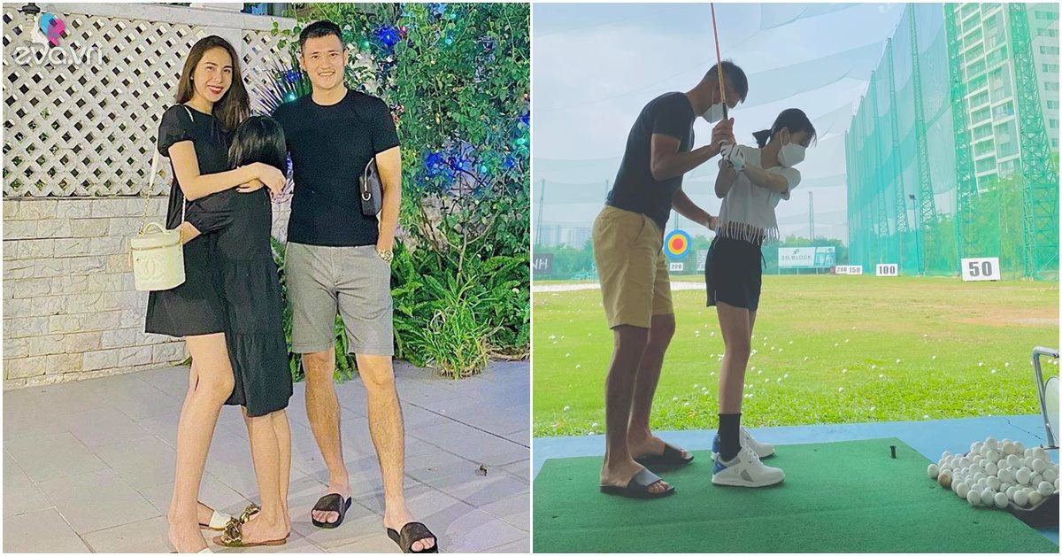 Cong Vinh teaches his daughter to play aristocratic sports, the girl has long legs and a beautiful figure like Thuy Tien