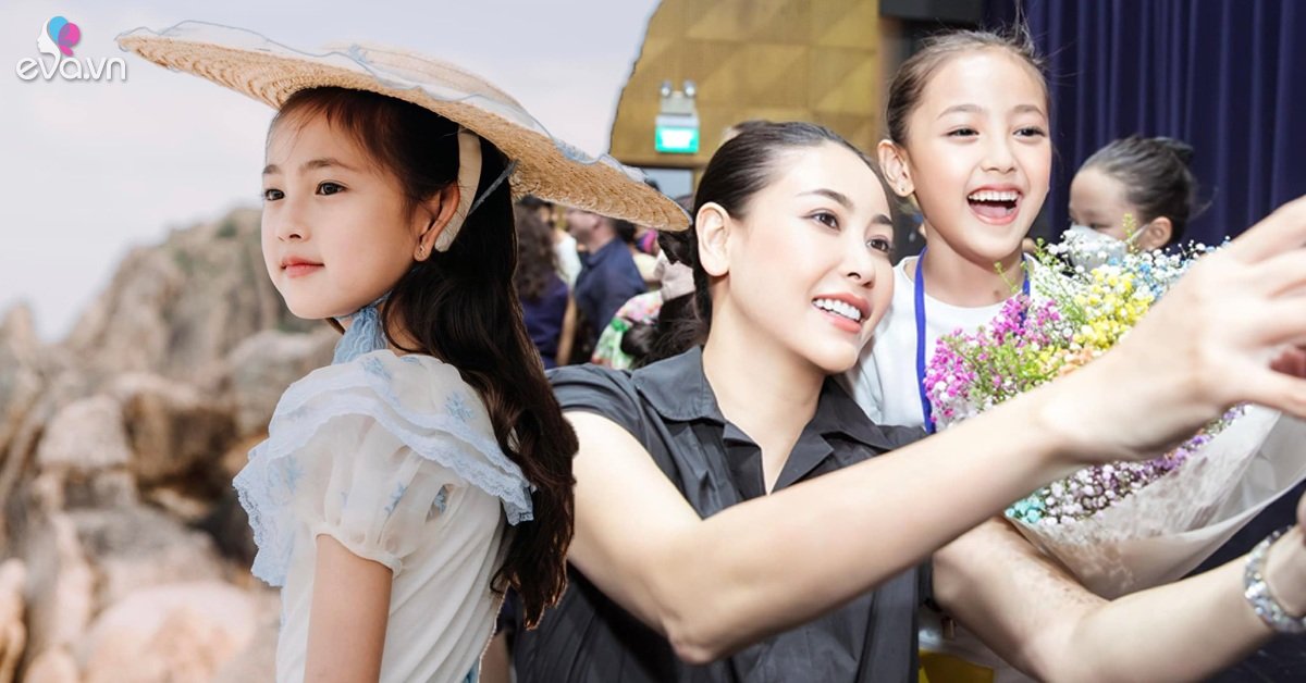 Playing aristocratic sports, the 7-year-old daughter of Miss Ha Kieu Anh has an impressive height and charisma like a child model