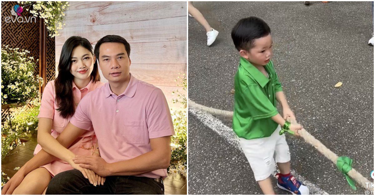 The son of runner-up Thanh Tu stands next to his rich father who is many years older than his mother, looking exactly like a copy