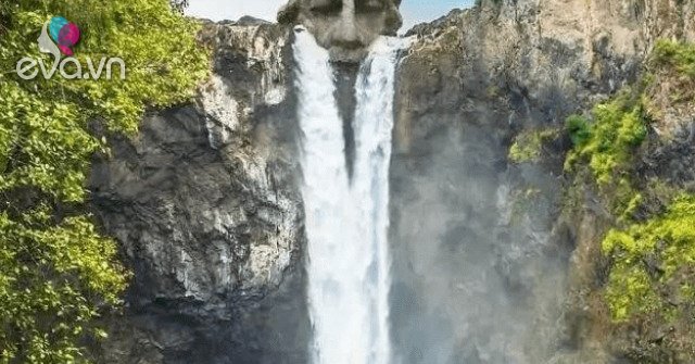 Do you see a waterfall or a human face at first sight?