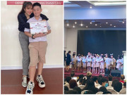 Làm mẹ - Con trai Lê Phương nhận giấy khen xuất sắc ở trường, ba dượng hộ tống và chụp ảnh kỉ niệm