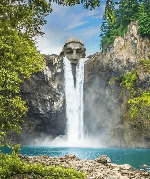 Psychological test: Do you see a waterfall or a human face at first sight?  - first