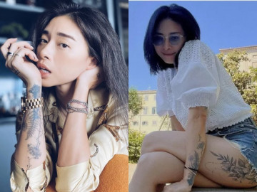 Sau đám cưới với chồng kém 11 tuổi, Ngô Thanh Vân để lộ hình xăm lớn ở vùng nhạy cảm