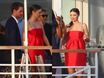 Đã có 3 con, Miranda Kerr vẫn muốn đẻ tiếp, lộ vòng 2 lùm lùm, liên tục lấy tay che bụng
