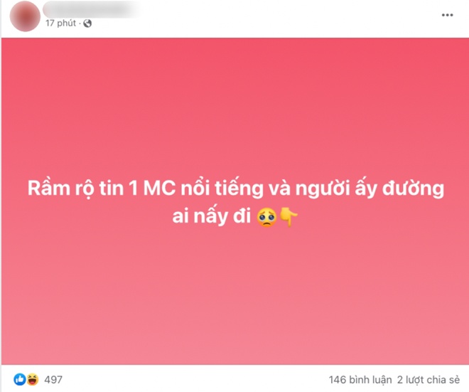 Trước đó, mạng xã hội cũng râm ran tin đồn 1 MC nổi tiếng và người ấy đã đường ai nấy đi. Nhiều người gọi tên Trấn Thành và Hari Won.