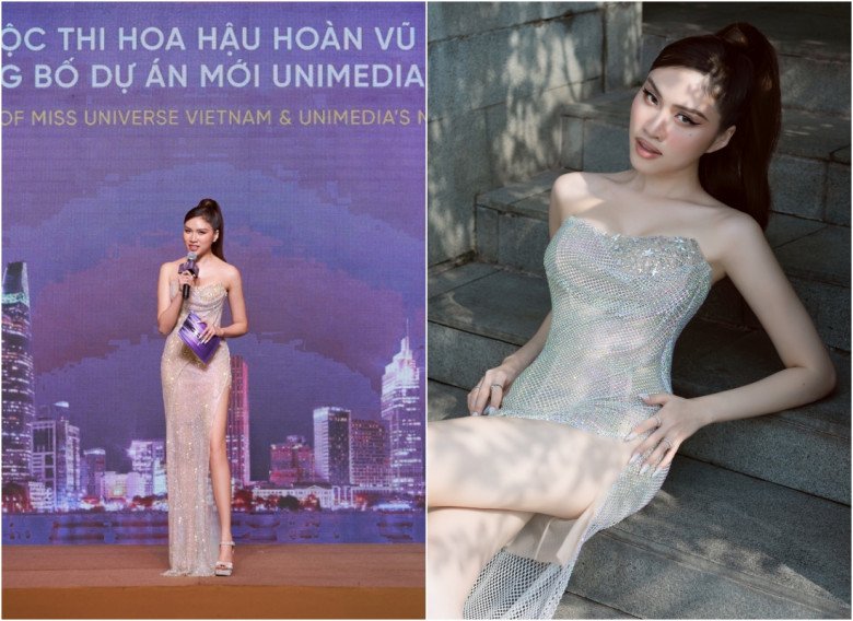 Cầm trịch Chung kết Miss Universe Vietnam, MC chân dài xúng xính váy áo: Bộ nào cũng amp;#34;chặt chémamp;#34; dàn thí sinh - 7