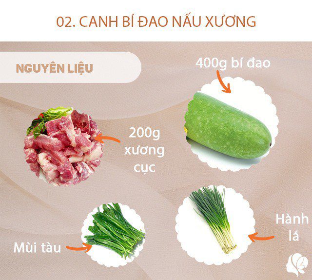 Chuẩn bị: 400g bí đao, 200g xương cục, hành, mùi tàu, gia vị