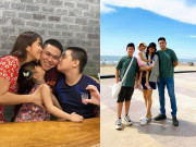 Giải trí - Con trai riêng Lê Phương mặc áo đôi, cao gần bằng bố dượng, chồng kém 7 tuổi bị nhắc thiếu tinh tế
