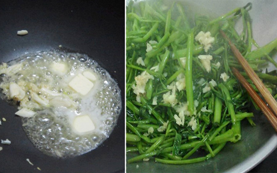 2 ways to make fried spinach with garlic delicious, crispy green, not black - 10