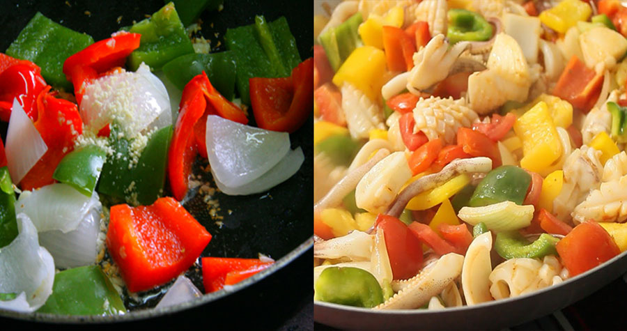 How to make delicious fried squid with bell peppers, onions, celery - 11