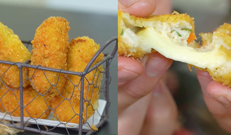 How to make delicious chicken cheese and potato cakes with an oil-free fryer - 8
