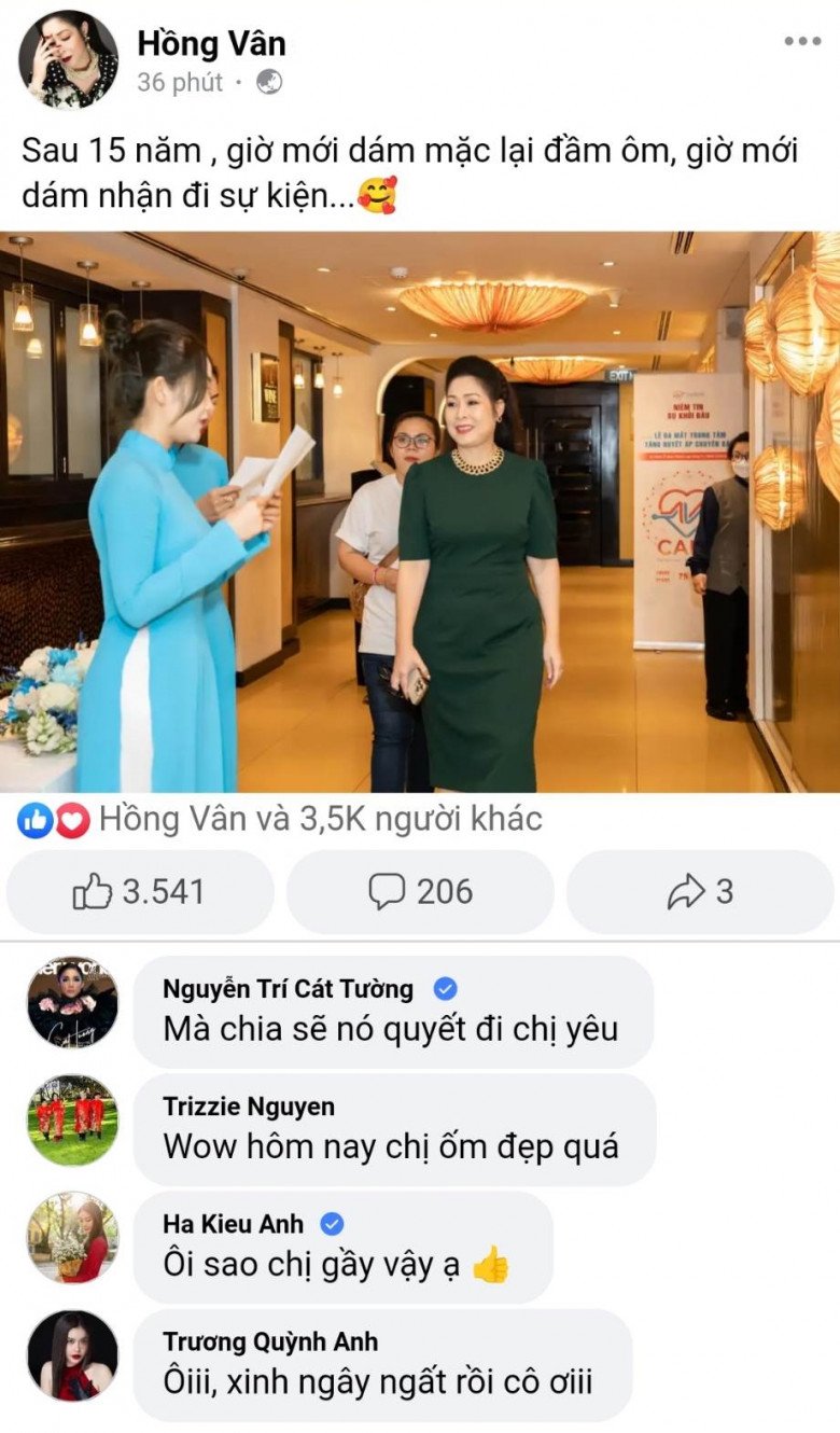 Ngoại hình hiện tại của Hồng Vân làm dàn sao Việt trầm trồ.