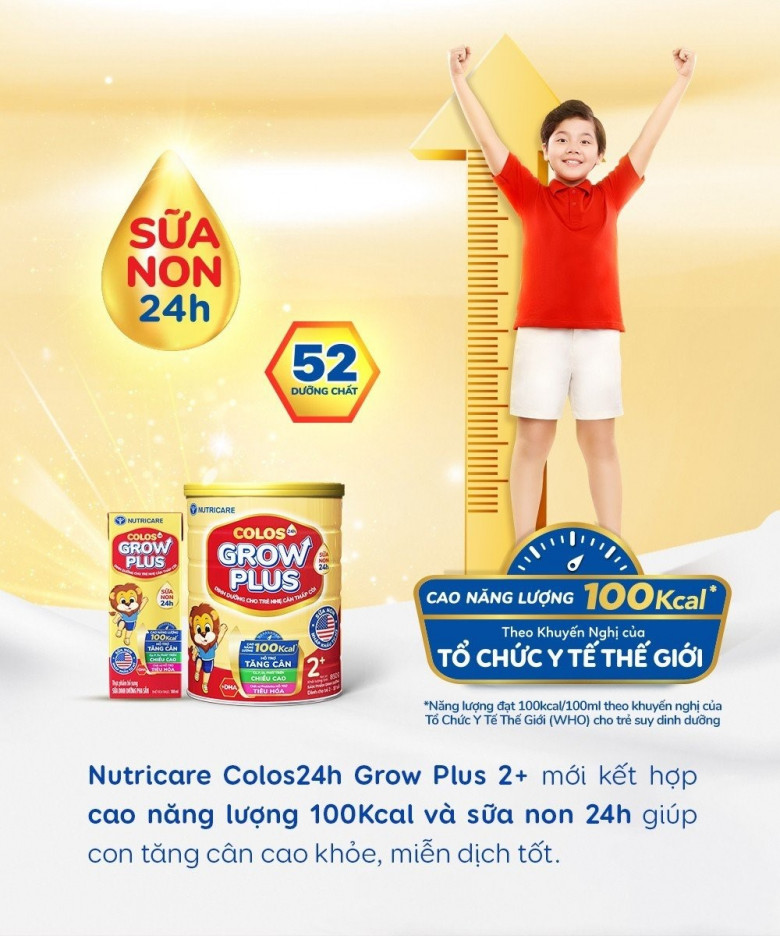 Nutricare Colos24h Grow Plus 2+ với công thức chuyên biệt cho trẻ suy dinh dưỡng thấp còi - 4