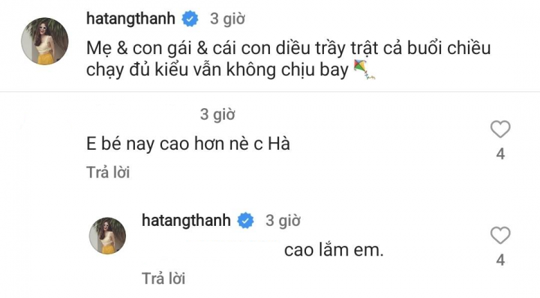 Tăng Thanh Hà cảm thán trước chiều cao của ái nữ.