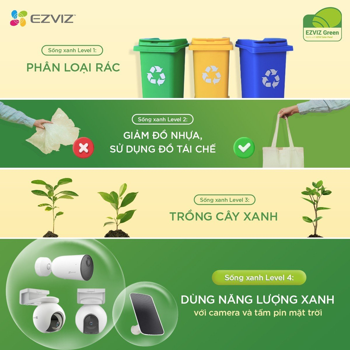 Hình ảnh khuyến khích lối sống thân thiện với môi trường từ thương hiệu EZVIZ