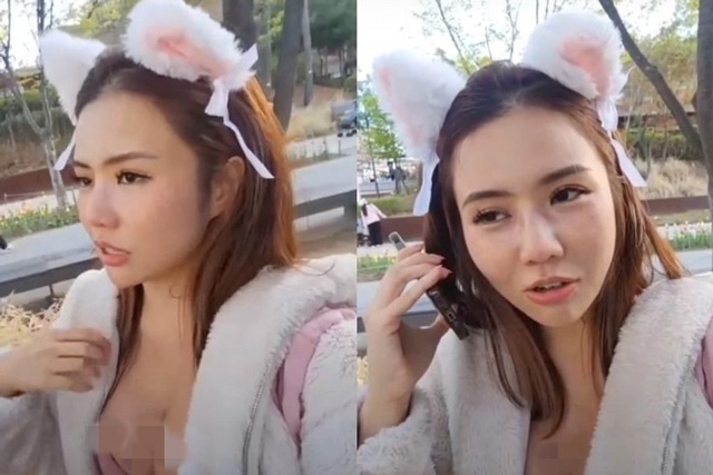Ăn mặc quá hớ hênh suýt lộ amp;#34;vòng 1amp;#34; ra phố, nữ streamer bị cảnh sát tuýt còi - 1