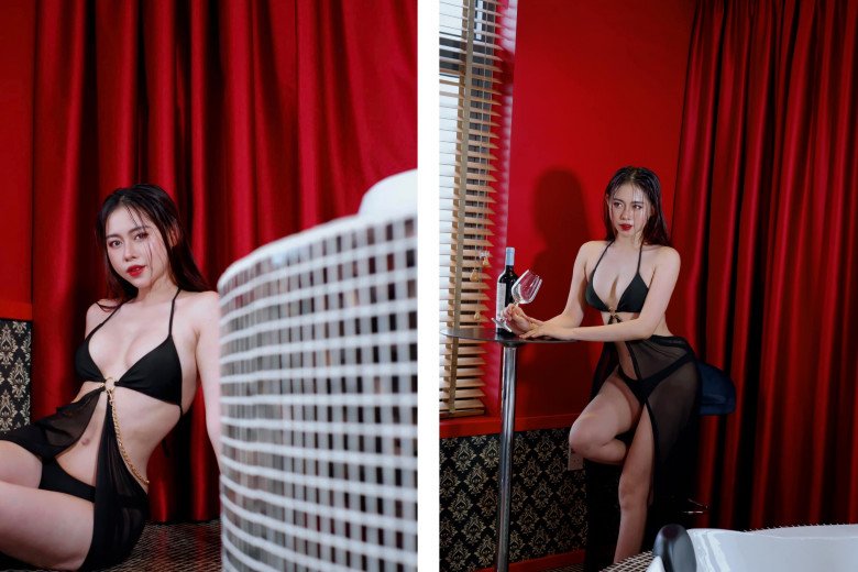 Mỹ nhân Quảng Ngãi sở hữu cặp tuyết lê đẫy đà và rất săn chắc. Đặc biệt, vòng 2 của cô gần như không có chút mỡ thừa.