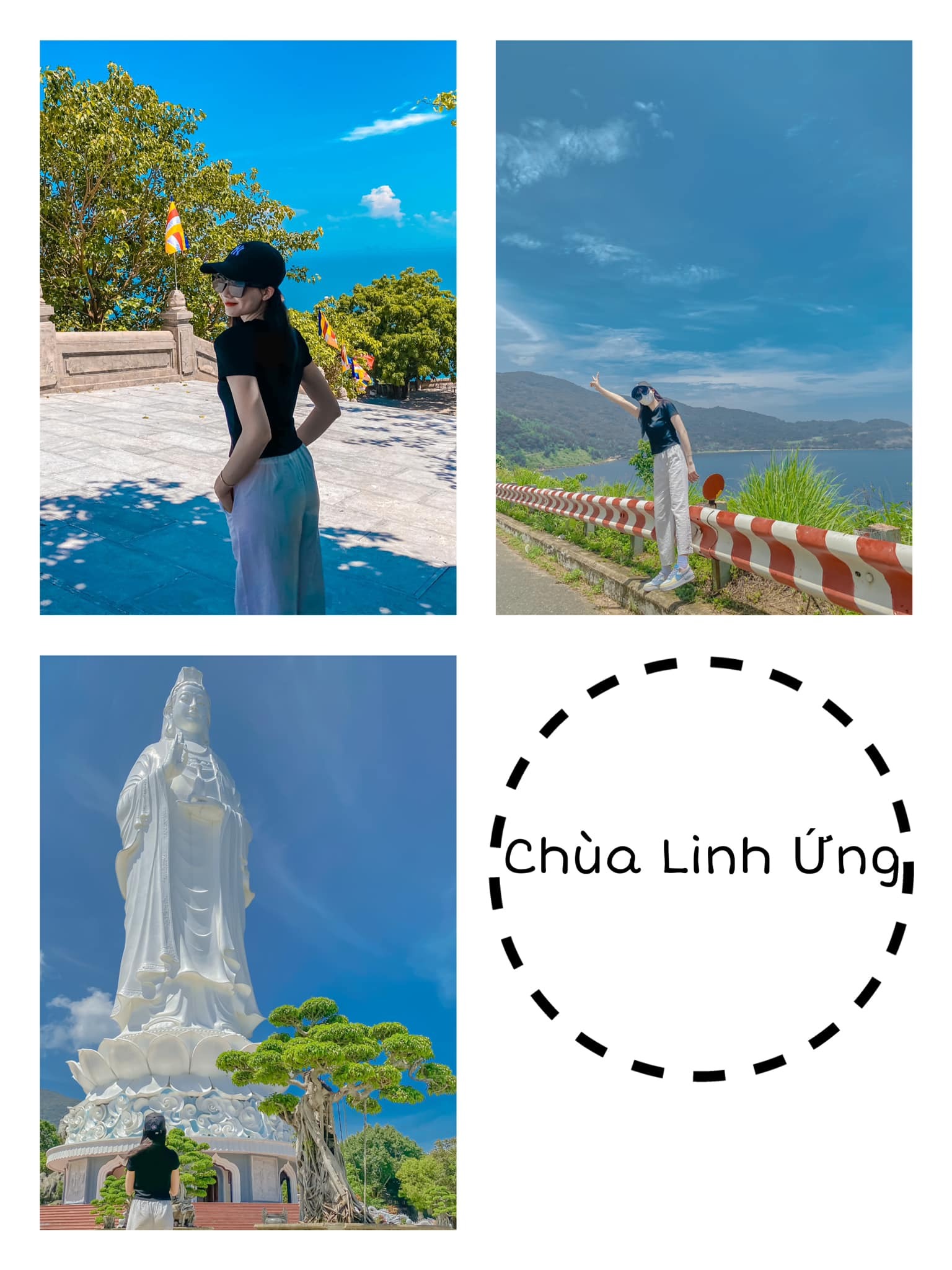 Quế Anh đến chùa Linh Ứng đầu tiên.