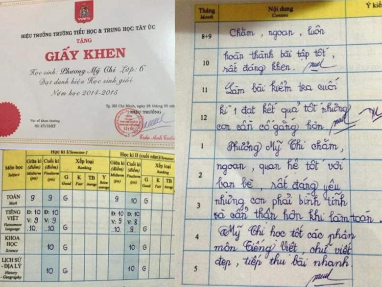 Từ khi còn nhỏ, Phương Mỹ Chi đã có thành tích học tập tốt.