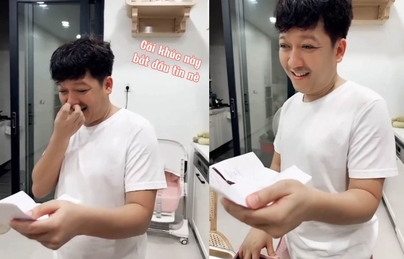 Trường Giang từng được bà xã thông báo mang thai con gái.