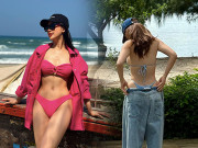 Thời trang - Hội người đẹp đi biển mặc áo trong áo ngoài nhưng "đốt mắt" hết nấc, táo bạo nhất là 2 cô giáo trẻ